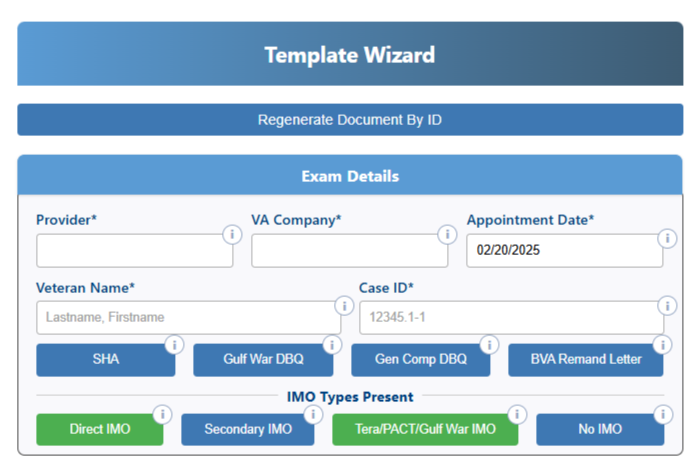 TemplateWizard Exam Information